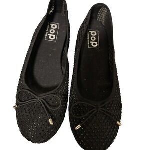 Pop 8.5 Memory Foam Black Ballet Flats Shimmer
